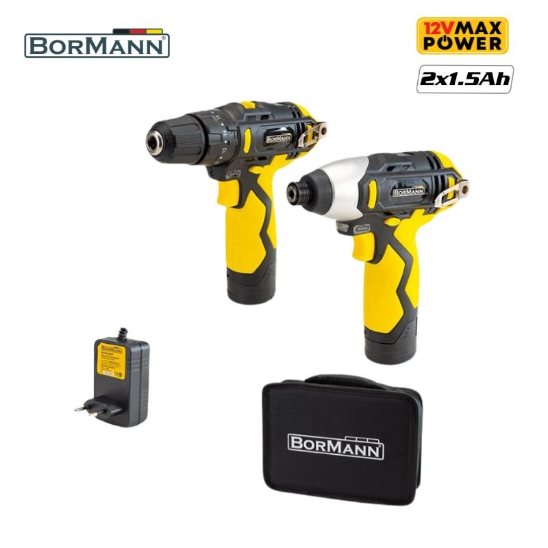 BORMANN BCD2050 Δραπ/Βιδο Κρουστικό 10.8V,28Nm,2 Ταχύτητες & Παλμικό Κατσαβίδι 12V,100Nm,2x1.5Ah