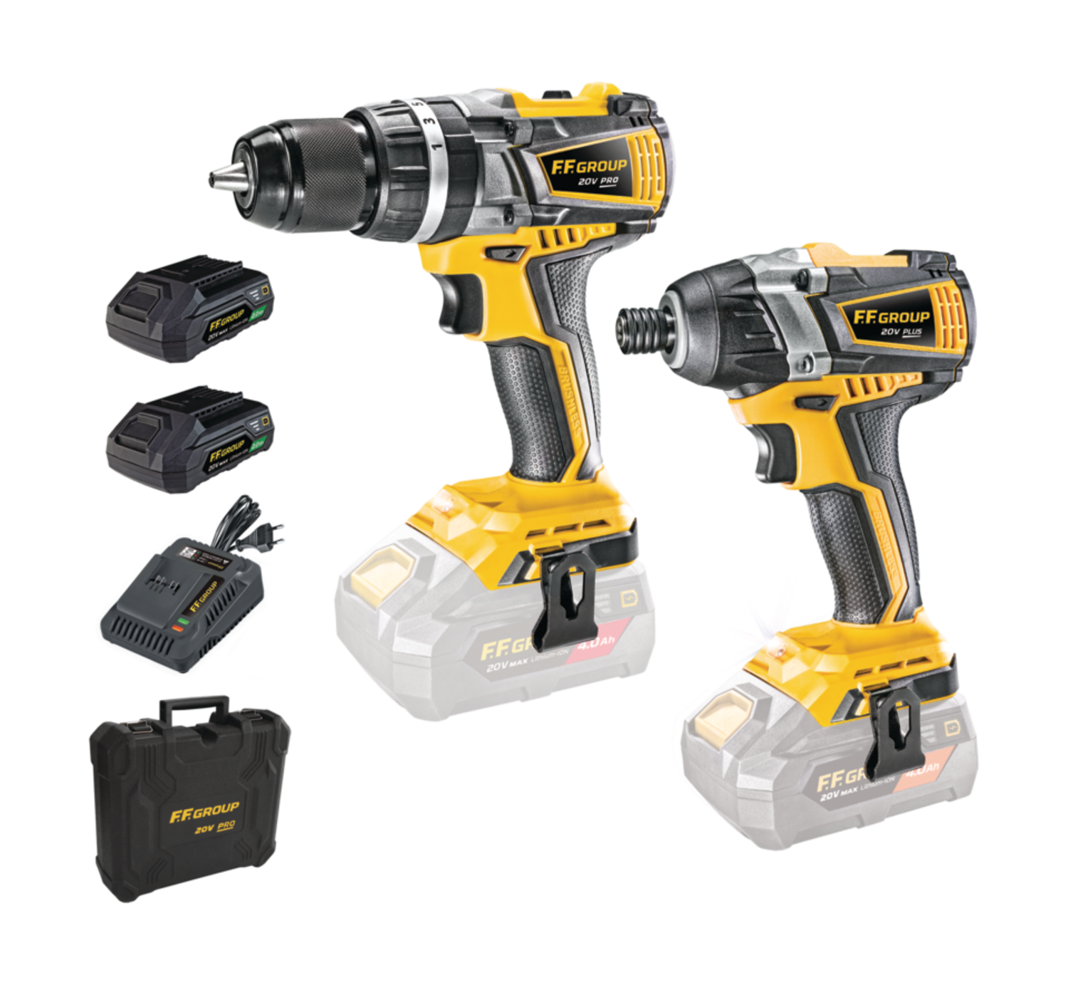 ΣΕΤ - ΚΡΟΥΣΤΙΚΟ ΔΡΑΠΑΝΟΚΑΤΣΑΒΙΔΟ & ΠΑΛΜΙΚΟ ΚΑΤΣΑΒΙΔΙ ΜΕ 2x2,0Ah ΜΠΑΤΑΡΙΕΣ CHD/60-BL 20V PRO & CΙD/200-BL 20V PLUS