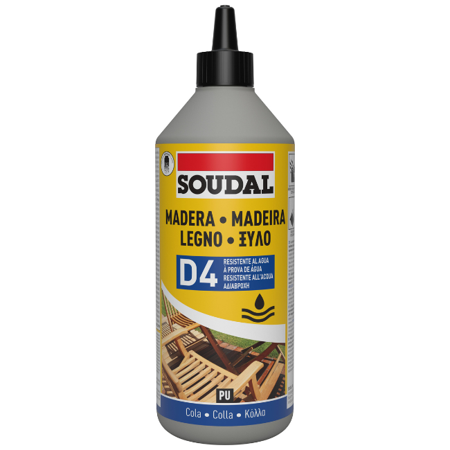 Κόλλα ξύλου ταχείας πήξης D4 PU 750gr, Soudal