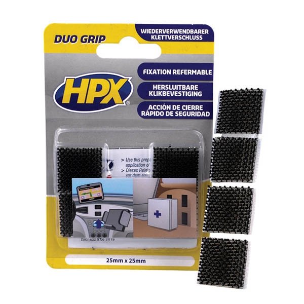 Duo Grip pads Αυτοκόλλητη ταινία "σκρατς" μαύρο 25mm x 25mm, HPX