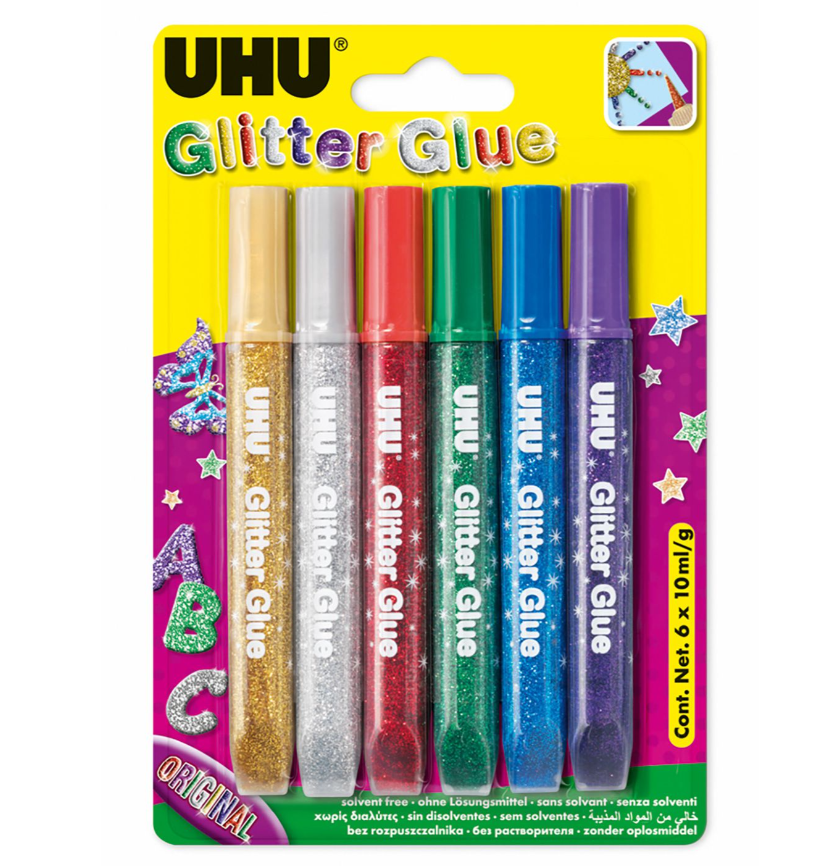 ΚΟΛΛΕΣ GLITTER 6 ΧΡΩΜΑΤΑ Χ 10ML  BLISTER UHU