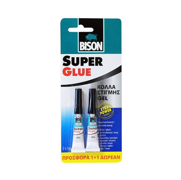 SUPER GLUE GEL 3GR 1+1Δ BLISTER  BISON