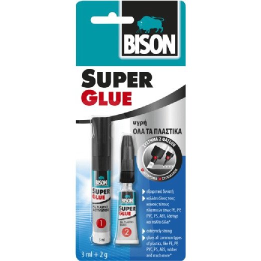 SUPER GLUE ALL PLASTIC 3ML+2GR BLISTER BISON