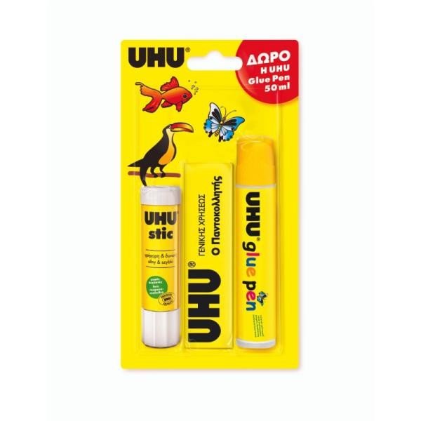 ΚΟΛΛΕΣ ΣΕΤ STIC 21GR+AP 35ML+ ΔΩΡΟ GLUE PEN 50ML UHU
